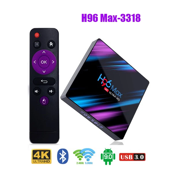 H96 MAX Smart tv Box Android 9,0 2 ГБ 4 ГБ ОЗУ 16 ГБ 32 ГБ 64 Гб ПЗУ 2,4 г 5 г WiFi Bluetooth 4,0 медиаплеер RK3318 4 K HD телеприставка