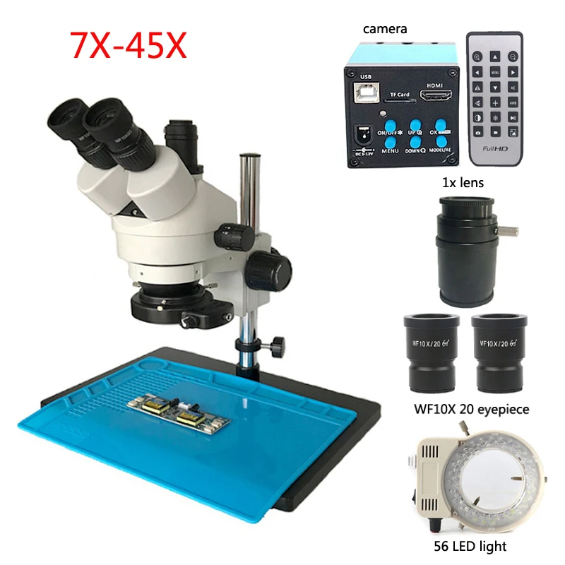 Новый 7-45X или 3.5X-90X зум Тринокулярный стереоскоп + 16MP HDMI USB 1080P цифровой TF рекордер