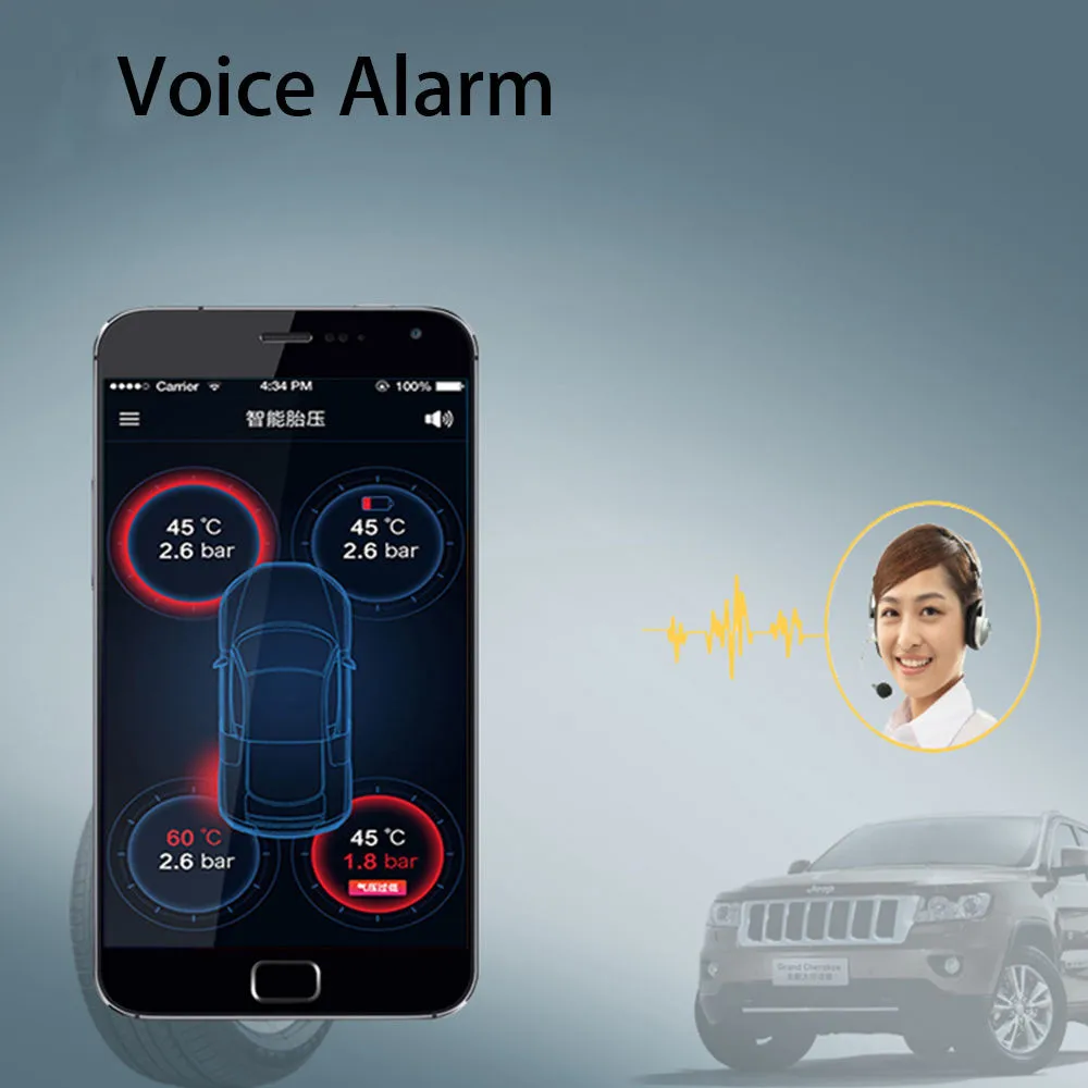 4 внутренние датчики TPMS автомобиля Bluetooth 4.0 шин Давление psi Bar Температура