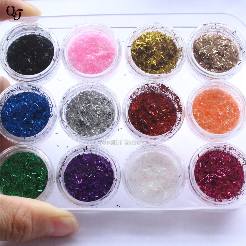 

2017 New Fashion DIY Nail Glitter 12 color/set Nail Art Shinning 3d Thin Stickers Fashion Colorful Nail Art Decorations tips H04