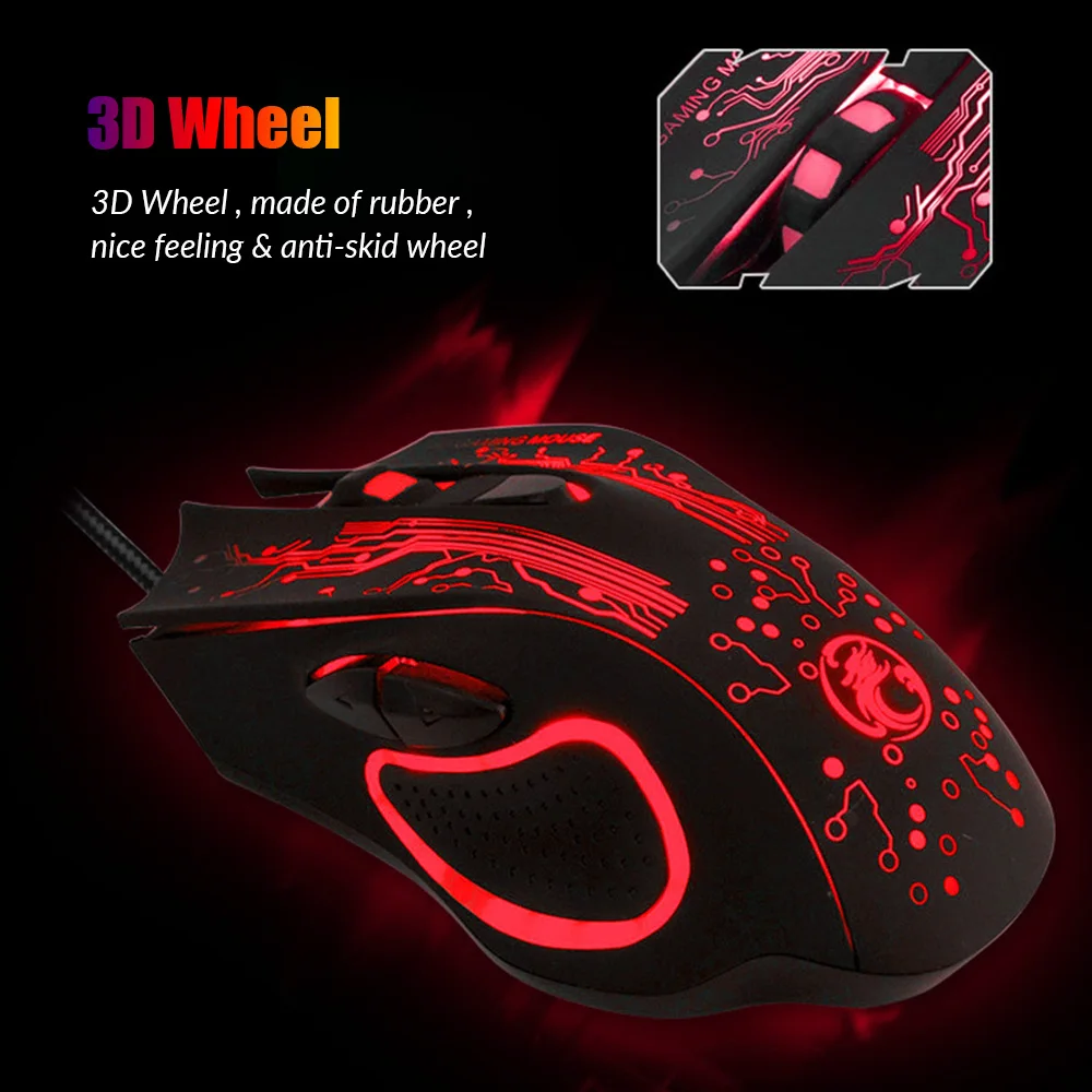 2400 DPI USB Проводная игровая мышь геймер для ПК компьютера ноутбука 6 кнопок