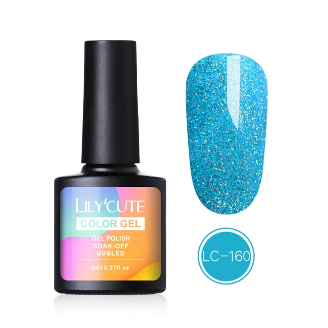 LC 160 LILYCUTE 8 мл гель для ногтей с блестками лак для живого кораллового апельсина чистый цвет для ногтей Полупостоянный отмачиваемый УФ светодиодный гель лак для ногтей - Цвет: LC 160