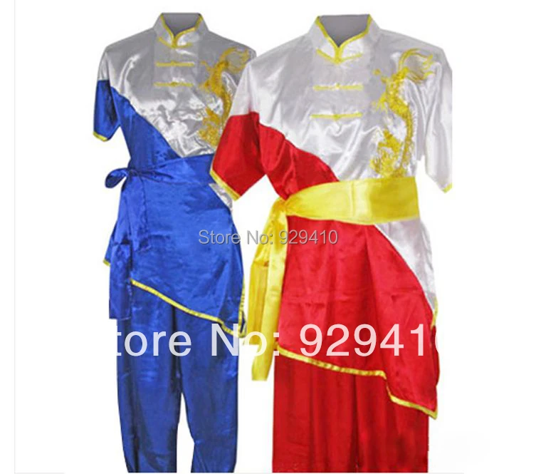 Костюм с коротким рукавом и вышивкой в виде дракона 3 цвета|taiji clothing|tai chikungfu uniform |