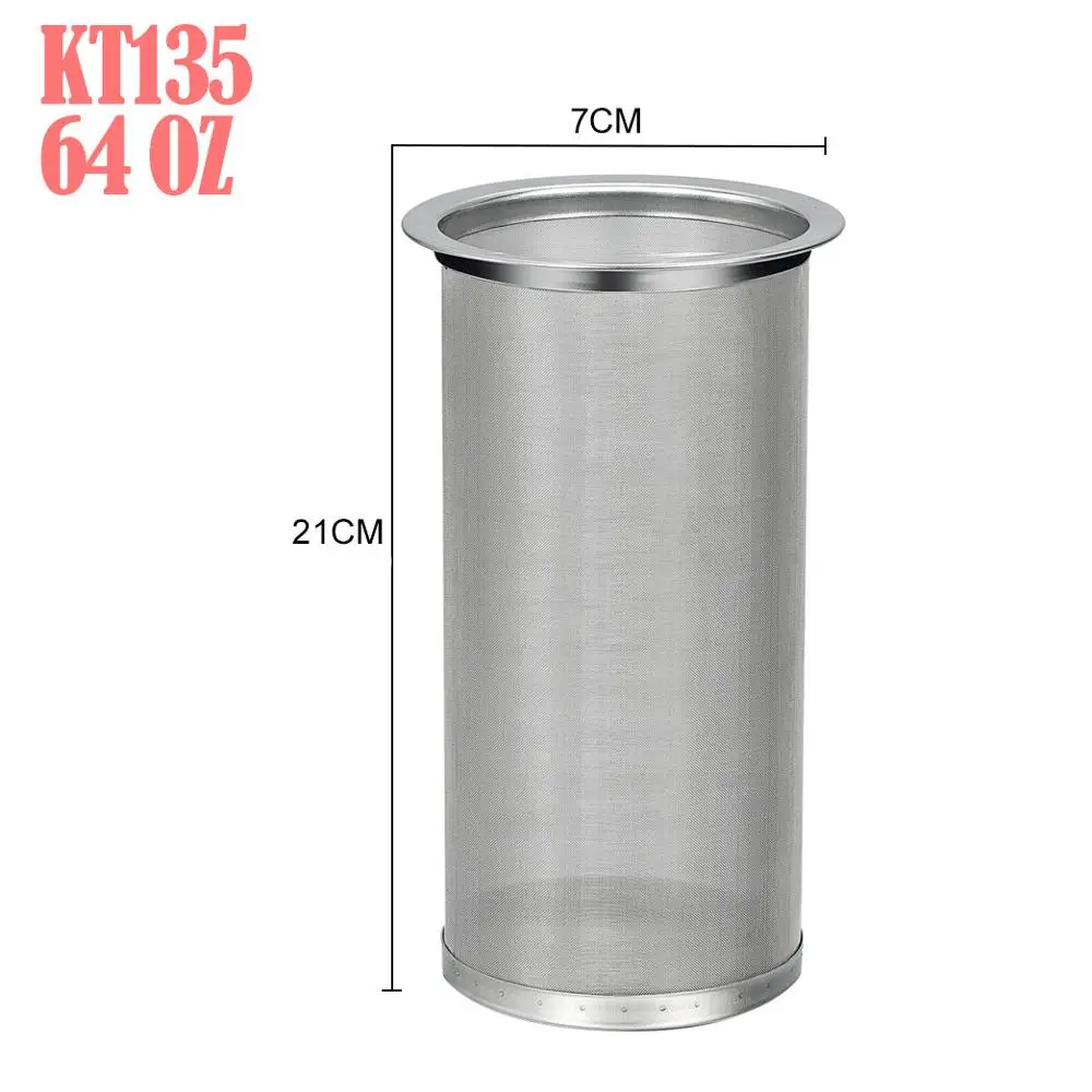 KT135 Фильтр для кофе, 304, Высококачественная пищевая нержавеющая сталь, для чая, для холодного заваривания, Кофеварка, многоразовый сетчатый фильтр с широким горлышком, фильтр - Цвет: KT135