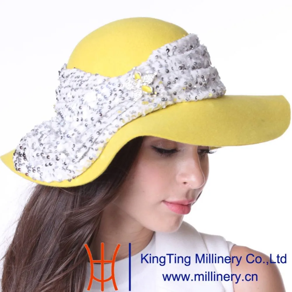 Бесплатная доставка Джун молодой Для женщин Шапки Фетр 100% шерсть широкими полями