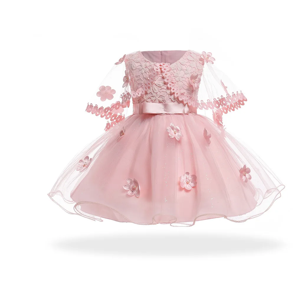 

Free shipping cotton lining baby dress children's princess flower infant year old photography new year birthday Costume JQ-2033