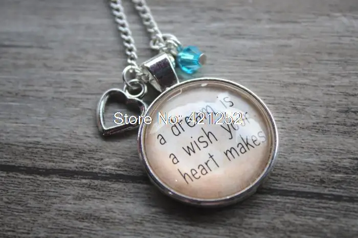 

12pcs Cinderella quot; Inspired Necklace. A Dream is a Your Heart Makes. Silver colored, crystal, for women or girls