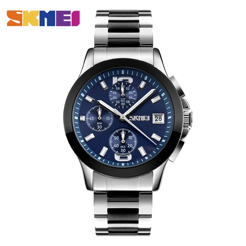 SKMEI Fashion Quartz Watch Waterproof Multi Dial Stop Japan Movement Men Wristwatches Steel Band Montre Homme Erkek Saat | Наручные часы