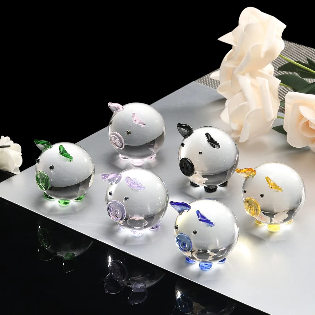HSU горячая Распродажа разноцветная фигурка Свинки из кристаллов Мини Коллекционная статуя животного семейная Декорация