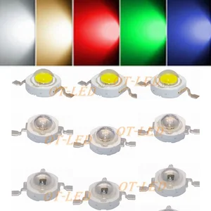 Светодиодный Диод высокой мощности, 100 шт., 1 Вт, 3 Вт, 350 мА, 700 мА, светодиодный чип, холодный белый, натуральный, теплый белый, RGB, красный, зеленый, синий, желтый