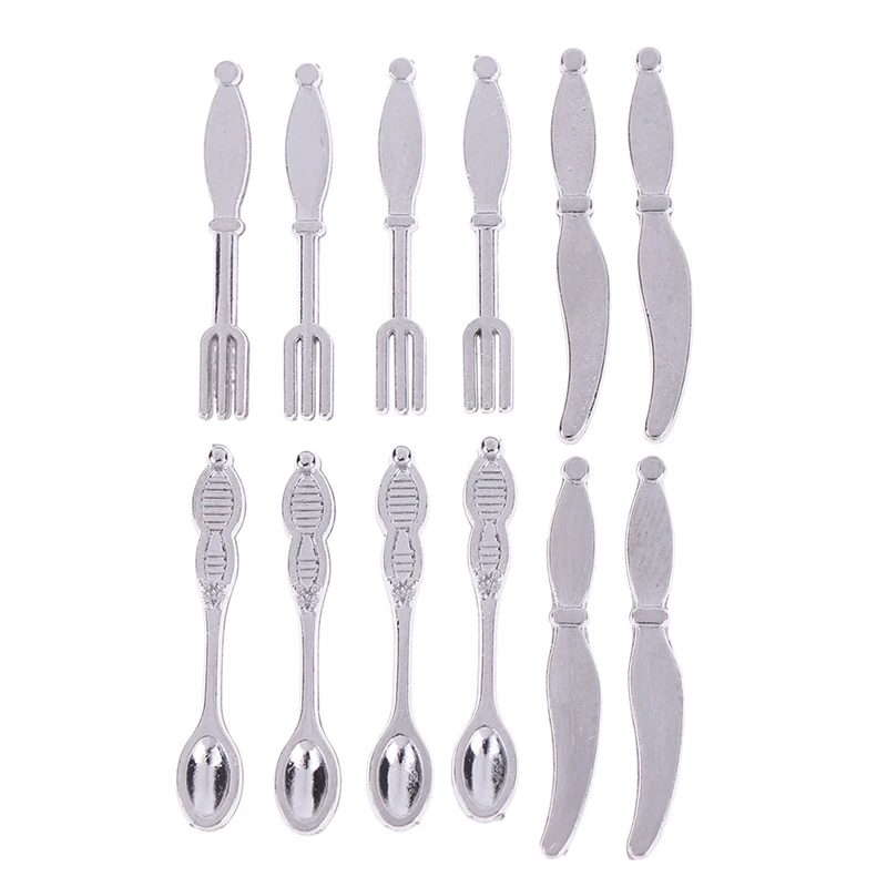 

Simulation Kitchen Food Furniture Toys Dollhouse Miniature Accessories 1:12 Fork Knife Soup Spoon Tableware 12PCS
