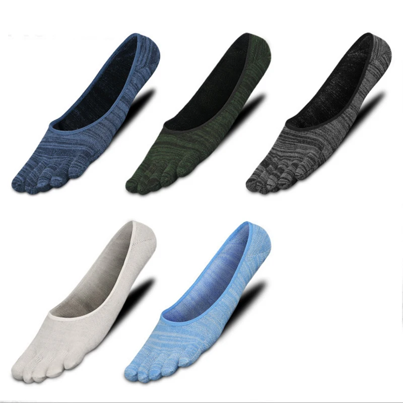 

5Pair/lot New Casual Mens Toe Socks Male Solid Cotton Five Finger Socks Men Short Invisible Ship Sock Breathable Ankle Socks