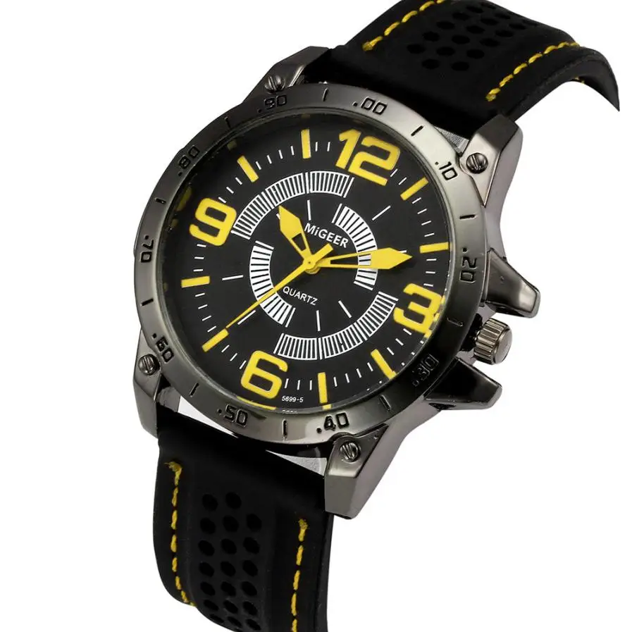 

Fashion Casual Sports Cool Military Men's Watch Clock Luxury Silicone strap Calendar Quartz Men Watches Wristwatches Hot #D