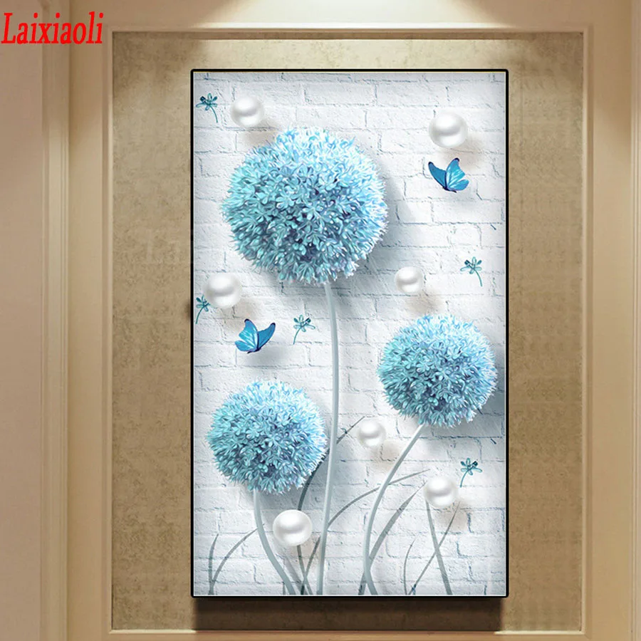 DIY Алмазная вышивка, квадратная круглая Алмазная Цветочная бабочка Одуванчик полная вышивка Алмазная картина вышивка крестиком, рукоделие
