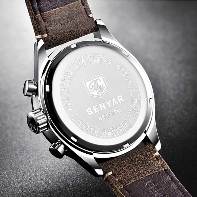 Браслет BENYAR Nouvelle Marque De Luxe Tout en acier de Chronographe Hommes | Наручные часы