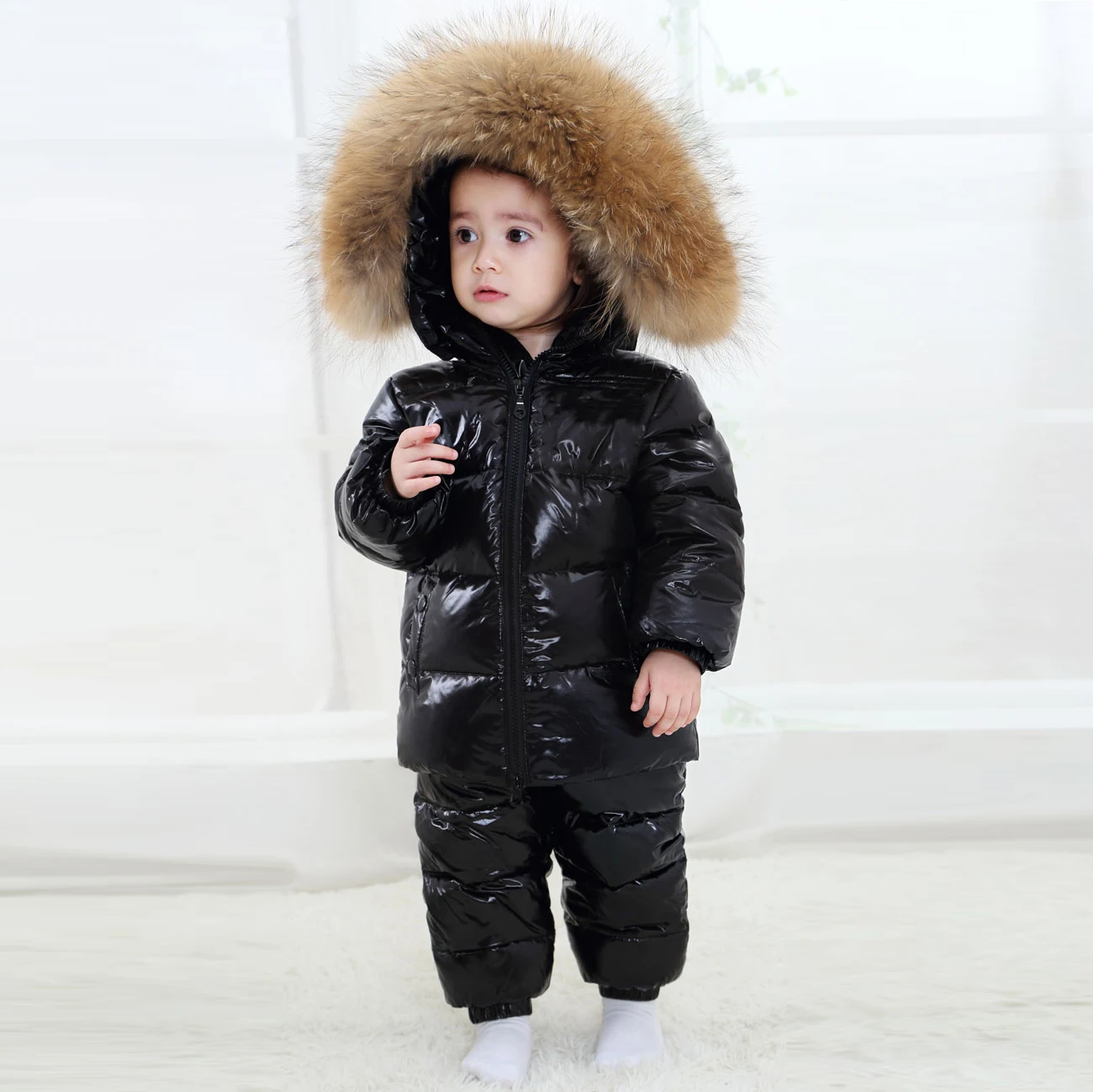 

2022 New Children's Clothing Set Russia Winter Thicken Snowsuit 2-6y Boys 90% White Duck Down Clothes Girls Winter Outfit Jacket