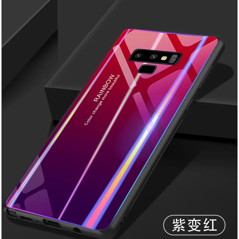 2 шт для samsung Galaxy Note 9 чехол, роскошный тонкий, глянцевый, закаленное стекло, силиконовая рамка, Жесткий Чехол для samsung Galaxy Note9