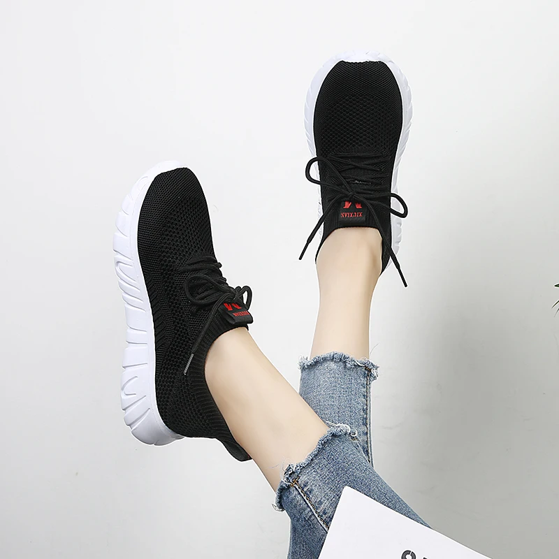 Black Women Sneakers 2019 Casual Shoes Ladies Autumn for Female Breathable Mesh Non-slip Trainers | Обувь