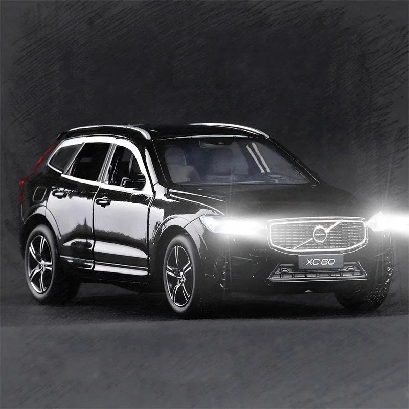 Черный 1:32 VOLVO XC60 SUV Off_road Автомобиль Металлический Игрушечный Автомобиль со звуком светильник вытяжной назад автомобиль детские игрушки - Цвет: Черный
