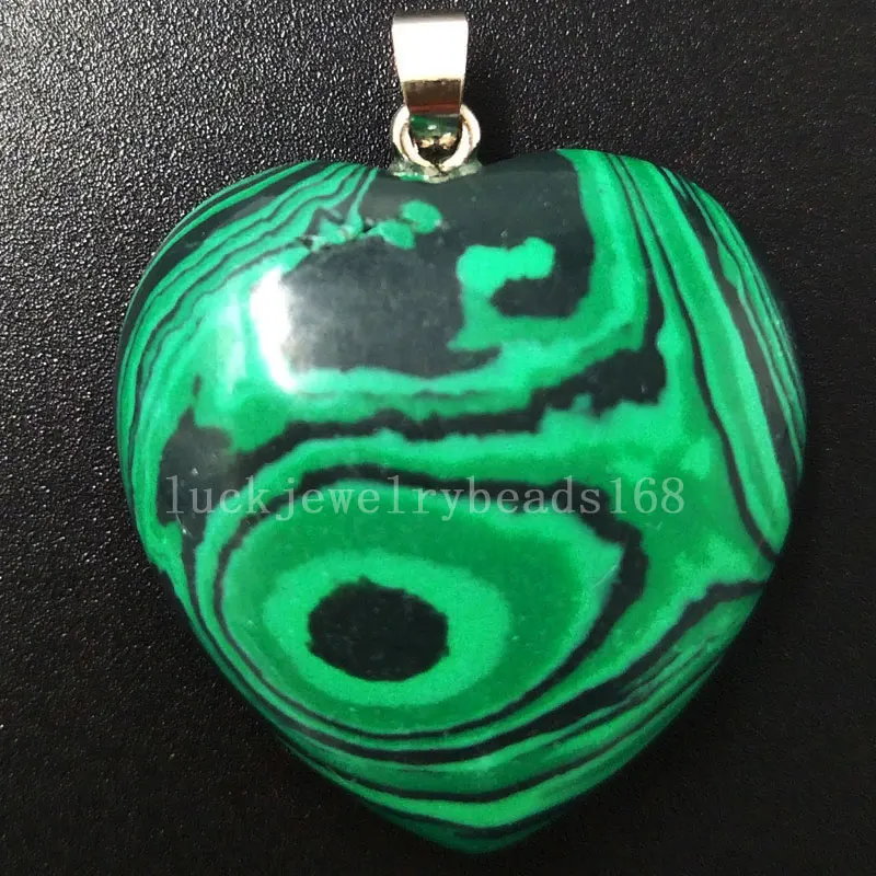 Malachite C5707 Малахит Howlite тигры глаз Синий Песок Jaspe Сердолик авантюрин Малахитовый Лазурит кристалл сердце Art кулон из бисера WFH397 - Окраска металла: Malachite C5707