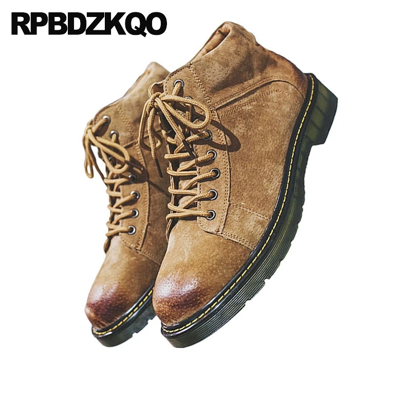 Мужские армейские ботинки на шнуровке коричневые ботильоны в британском стиле