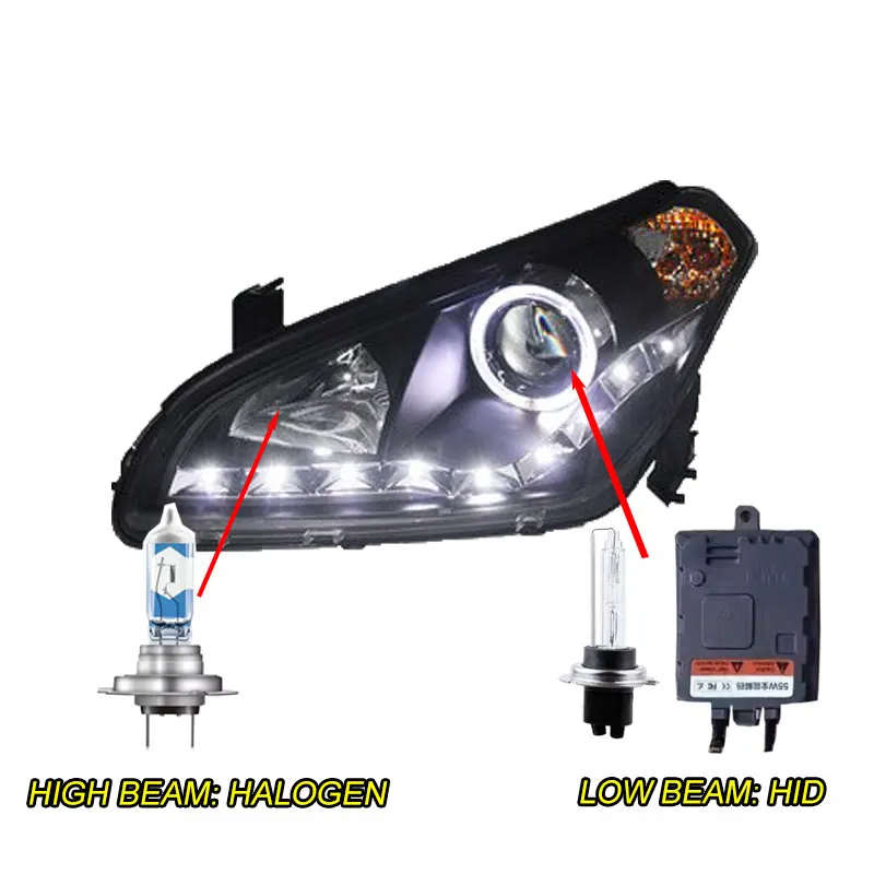 HID Автомобильный Стайлинг для BESTUNE B50 фары 2009-2012 BESTUNE B50 фары светодиодный DRL Биксеноновые линзы Высокий Низкий луч парковка противотуманные La - Цвет: HID