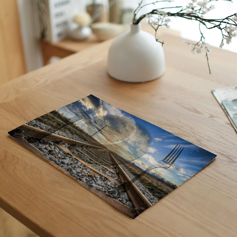 Detailed Landscape Pattern Table Mat Placemat Decoration Forest Napkin Wedding Place Food Supplies | Дом и сад