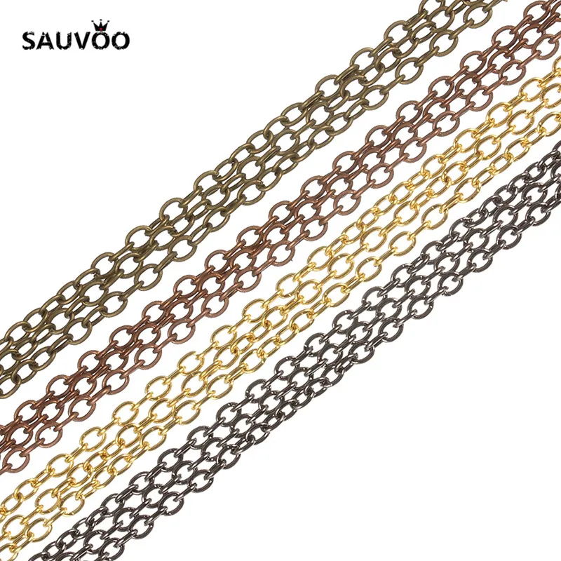5 м/лот ширина 1 2 мм серебро золото медь овальная цепочка для ожерелья фурнитура