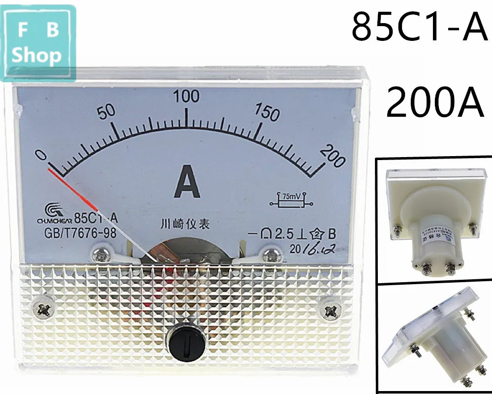 1PCS 85C1-A 200A DC Analog Meter Panel AMP Current Ammeters 85C1 0-200A Gauge