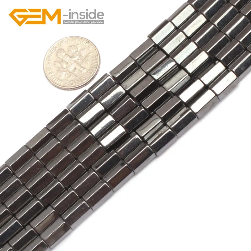 5x8mm magnetic Натуральная колонна трубки без магнитного черного и синего цвета с металлическим покрытием отражения гематит бусины для изготовления ювелирных изделий нить 15" - Цвет: 5x8mm magnetic