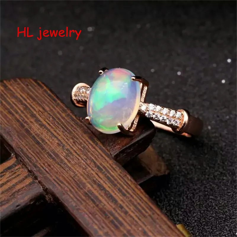 Австралийские кольца из натурального огненного опала 8x10 мм овальные женские