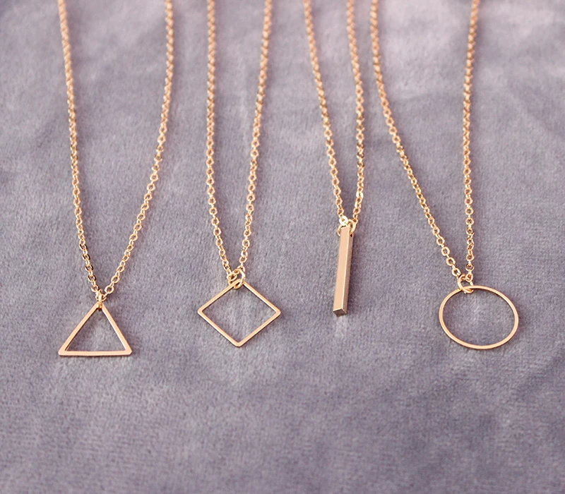 Модное геометрическое индивидуальное ожерелье треугольник Квадратный Круг