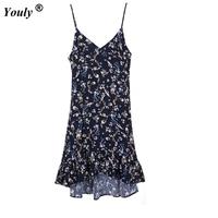 summer vintage party floral midi dress 2021 casual sexy ruffle spaghetti strap print off shoulder backless boho beach dresses