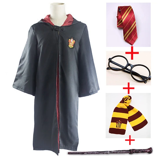 Harry Potter Sut Халат, накидка, галстук, шарф, палочка, очки Ravenclaw/Gryffindor/Hufflepuff/Slytherin Robe, Маскарадные костюмы, Гермиона, костюм 23 - Цвет: Harry Potter Sut