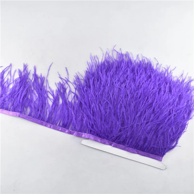 Purple 1 ярдов обрезки из натуральных перьев страуса 8-10 см Перья ленты для рукоделия карнавальный костюм/юбка/платье украшения Шлейфы - Цвет: Purple