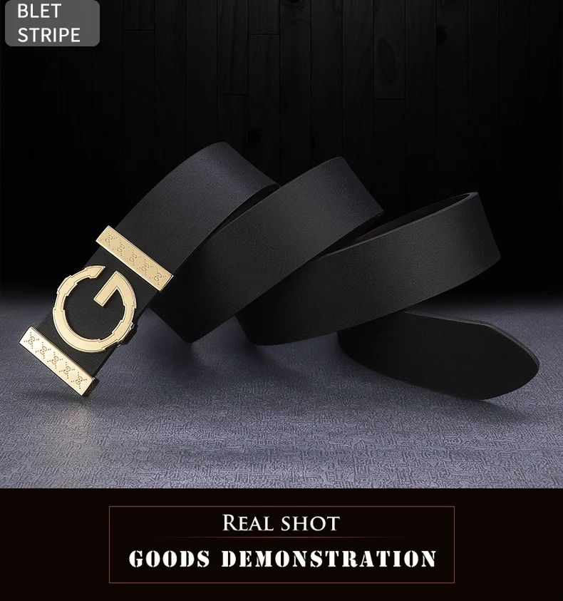 High Quality G letter Slide buckle leather genuine belts men fashion luxury brand Cowskin Waist Strap Casual cintos masculin