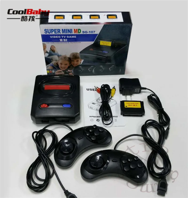 SPUER мини MD16 SG-107 16BIT выход AV Семейные игры ТВ игровая консоль с 167 игры sega можно вставить игры карты