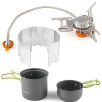 outdoor camping pot camping tableware cooking set gas stove gas piezo ignition outdoor kitchen cookware camp hiking supplies ba