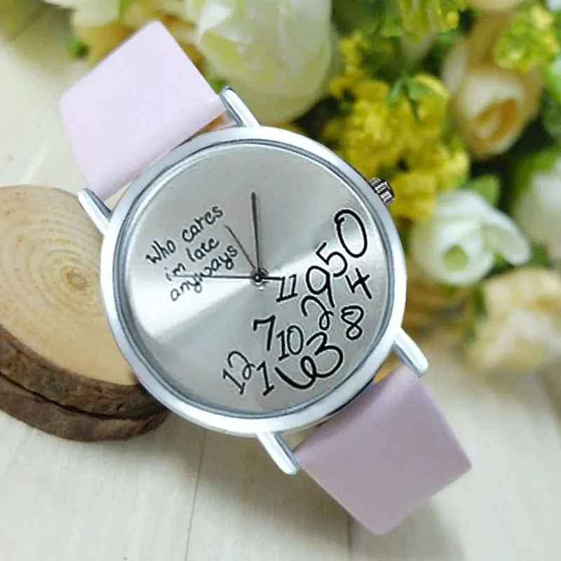 Женские кожаные часы OTOKY наручные с надписью Who Cares I am Late 19May20 2019|Женские часы| |