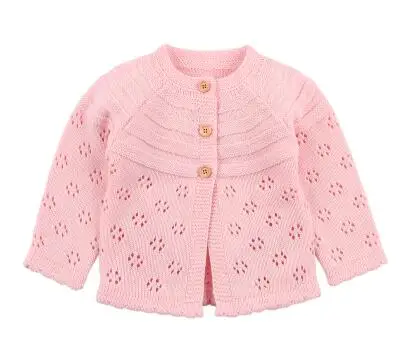 82W475 Pink Модный весенний свитер для маленьких девочек; кардиганы; осенние вязаные куртки с длинными рукавами для новорожденных; вязаные пальто для малышей; детская одежда - Цвет: 82W475 Pink