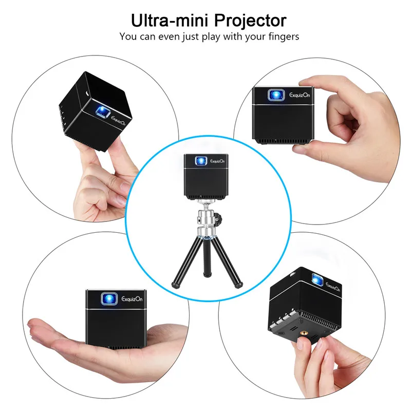 Карманный мини проектор Exquizon S6 1080P HD Pico беспроводной смарт видеопроектор с Wi Fi