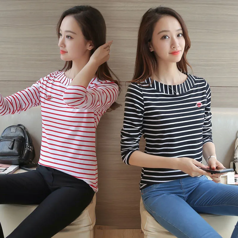 2020 Новое поступление осень весна женские черные красные футболки топы с круглым