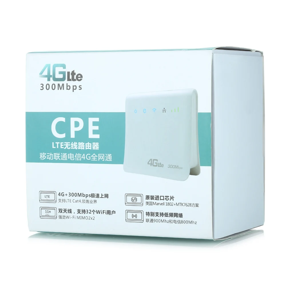 4 г LTE CPE Mobile 300 Мбит/с Wi Fi роутер для сим карты 802.11b/g/n Поддержка 3g marvell 1802 + MTK7628 с 2