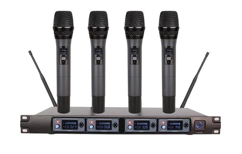 UHF 4 channels wireless microphone system Beautiful No noise anti-interference without distortion for stage KTV personal show |