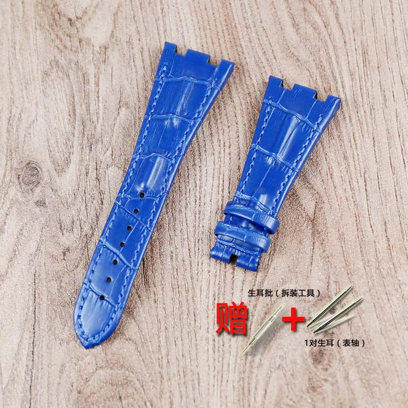 blue blue line Мужские механические часы аксессуары 28 мм кожаный ремешок для AP Королевский дуб Морской Дайвинг Водонепроницаемый Бизнес Повседневная серия - Цвет ремешка: blue blue line