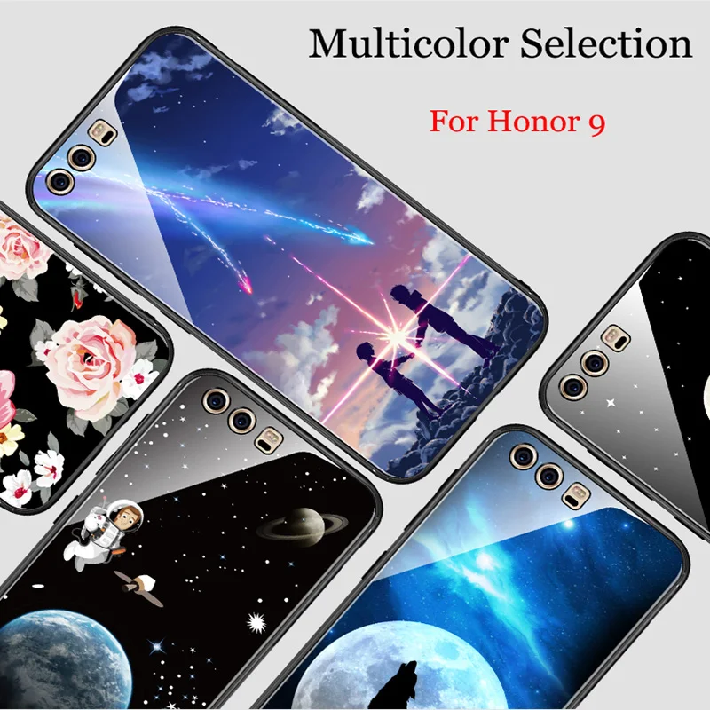 Чехол из закаленного стекла для Huawei Honor 9 2 шт. чехол модный зеркальный nine чехлы