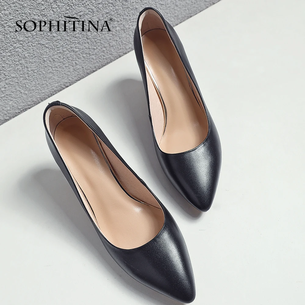 SOPHITINA/ Стильные туфли на шпильках; Женские туфли-лодочки; Сексуальные туфли с острым носком на тонком каблуке; Повседневные одноцветные женские туфли-лодочки; SO218