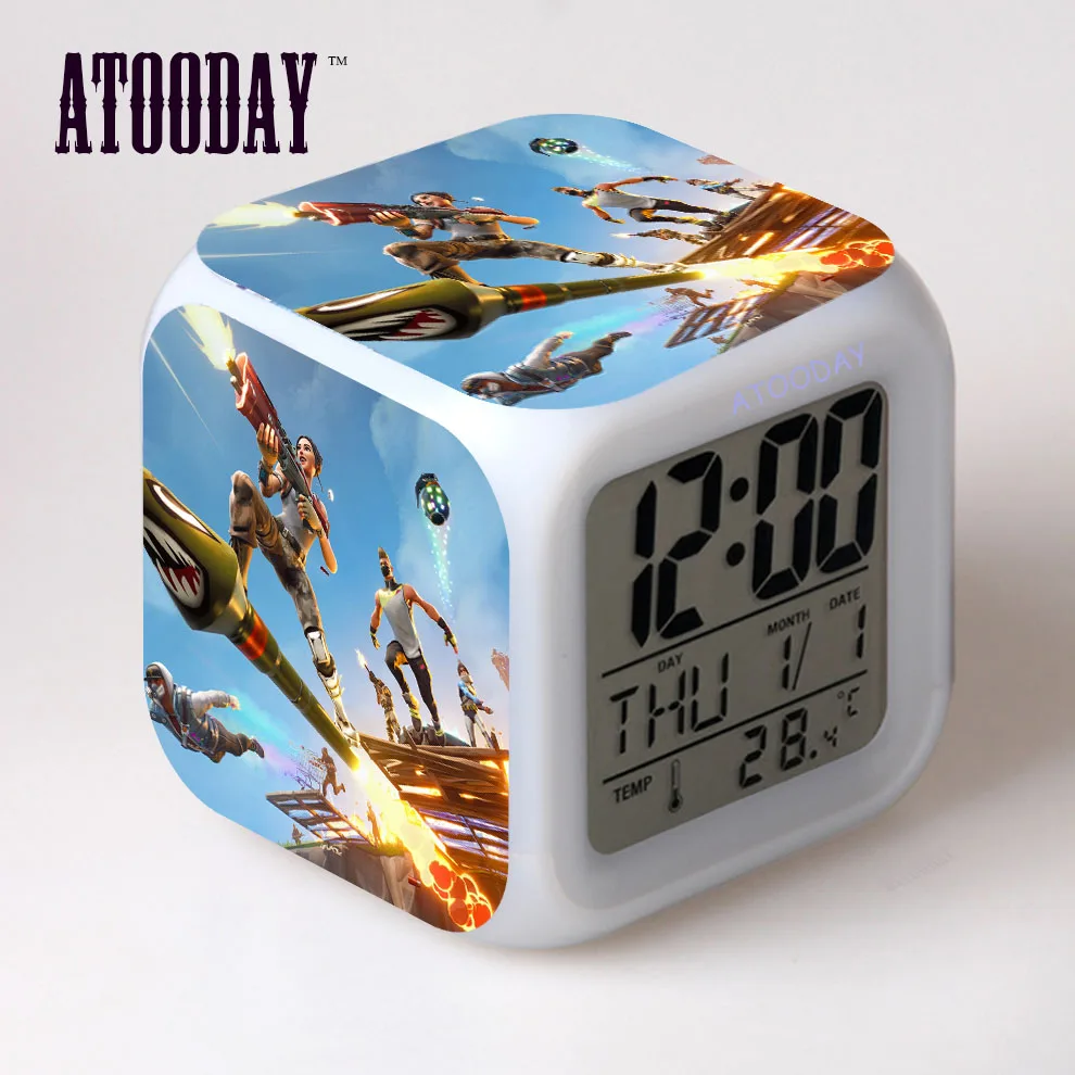alarm clock Светодиодный светильник с будильником, 7 цветов, сменный конский стол, квадратный стол, винтажные цифровые часы - Цвет: alarm clock