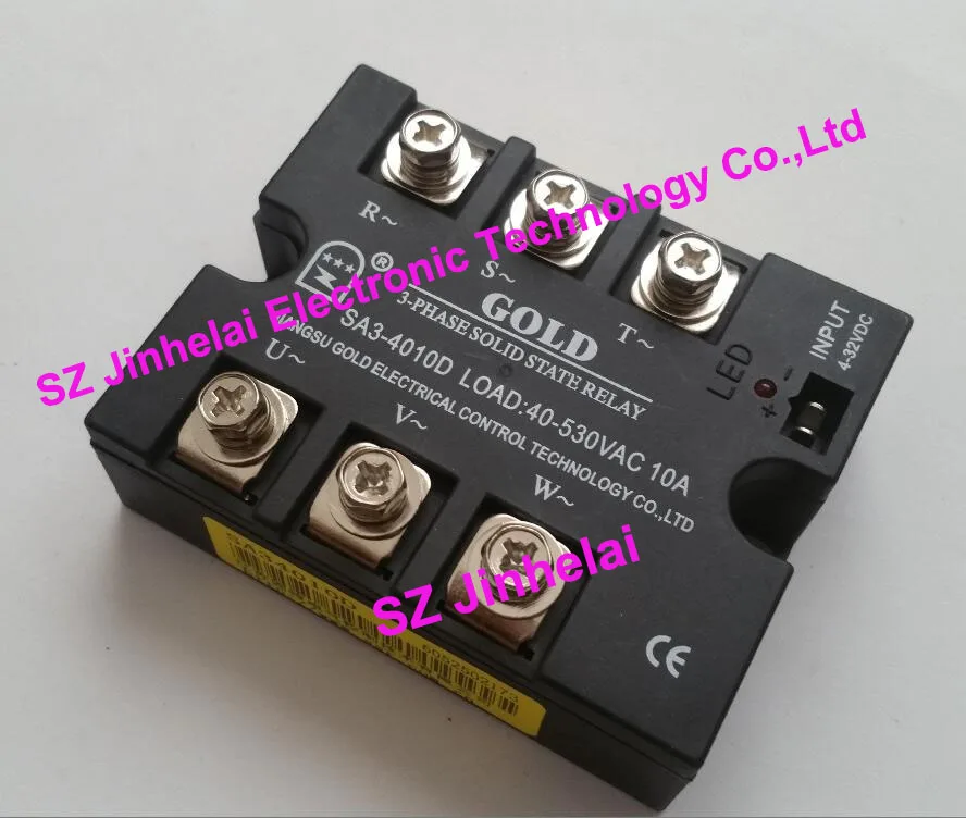 

100% New and original SA34010D SA3-4010D GOLD 3-PHASE Solid state relay SSR 4-32VDC, 40-530VAC 10A