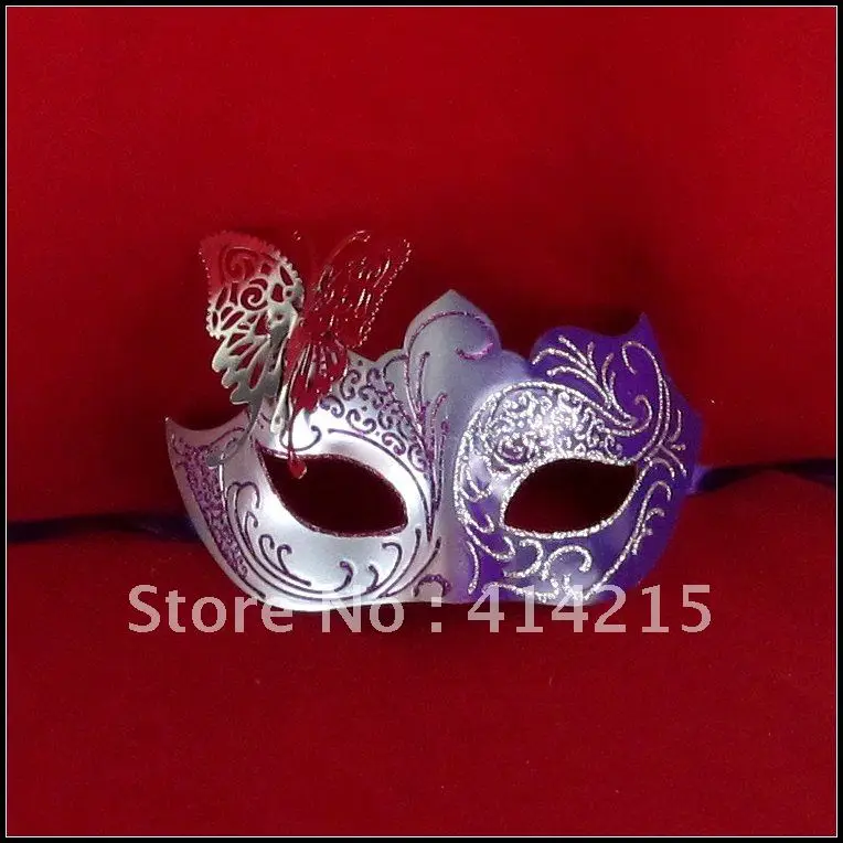 Удивительные партии Маска бабочка Дизайн Фиолетовый и серебро маскарад маска с